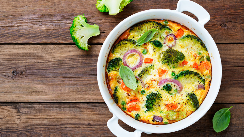 Frittata in a casserole dish