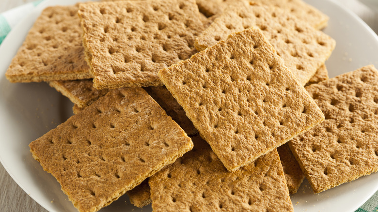 Graham crackers on white plate