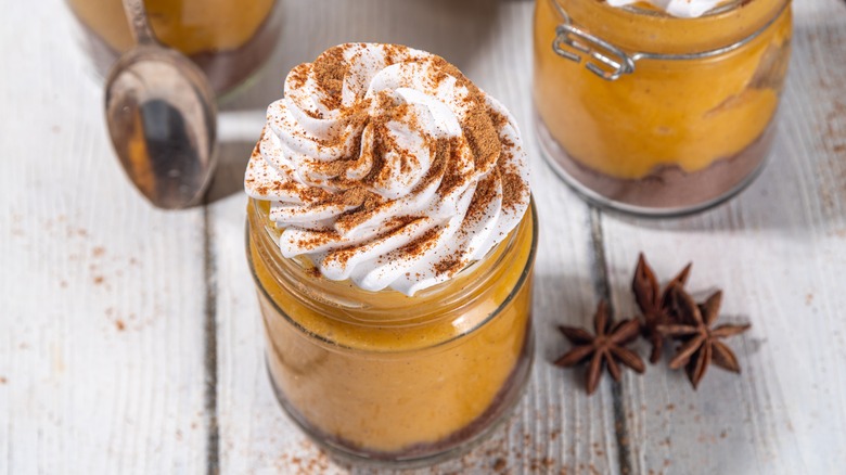 Pumpkin dessert topped with whipped cream