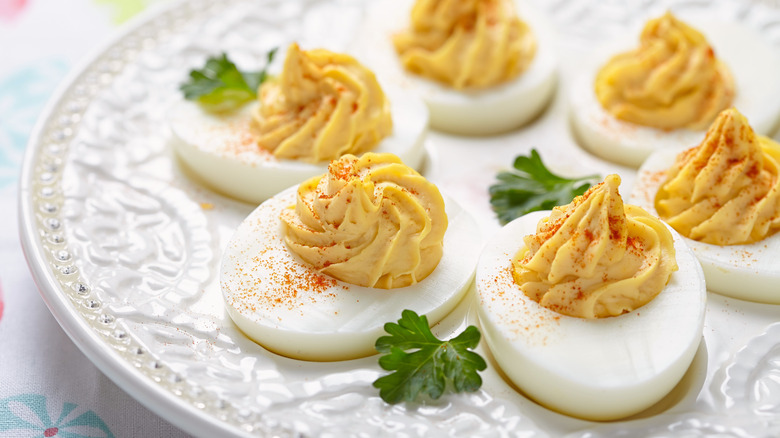 Plate of deviled eggs