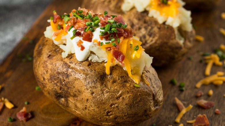 Restaurant style loaded baked potato