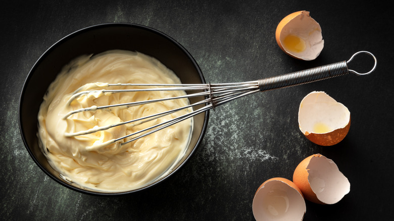 Homemade mayonnaise with whisk