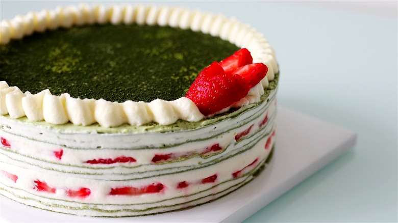 Strawberry and matcha cake