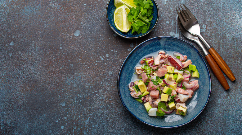 Ceviche in ceramic bowl