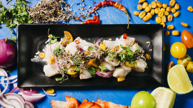 Ceviche with different garnishes