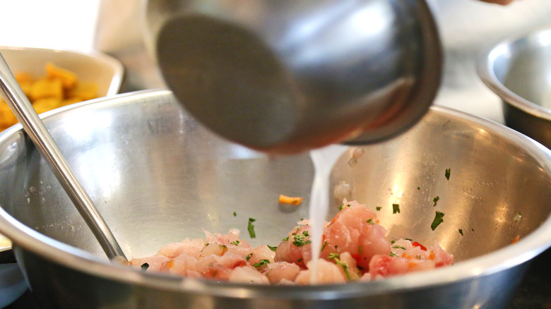 Preparing ceviche