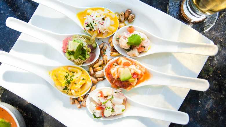 Different kinds of ceviche