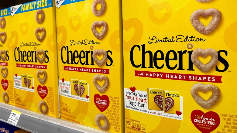 Cheerios boxes on shelf