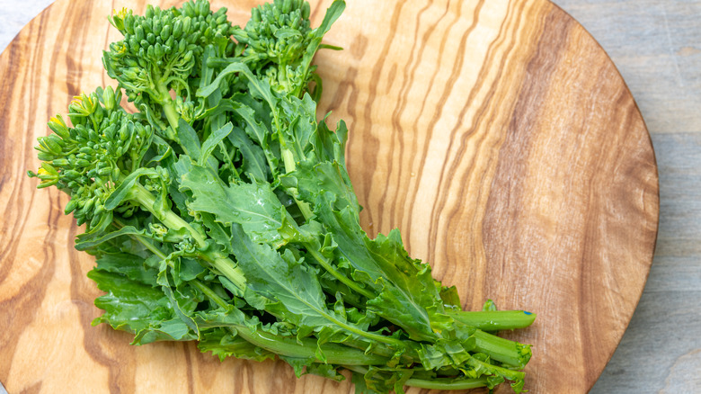 broccoli rabe on a cutting board