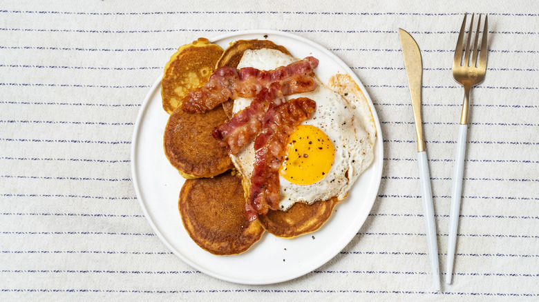 Top view of diner fried eggs