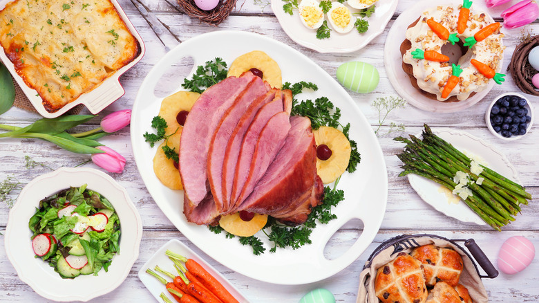 table set for Easter dinner