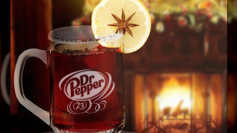 Hot Dr. Pepper with a slice of lemon