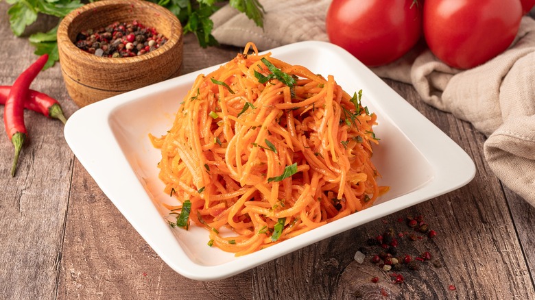 Plate of shredded carrots