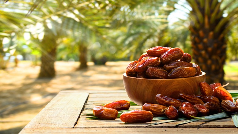 bowl of dates outdoors