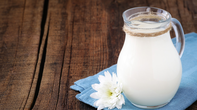 cream in a glass jug