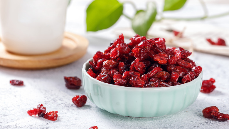 Bowl of dried cranberries