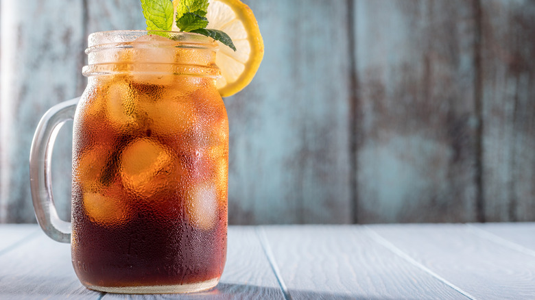 jar of iced black tea