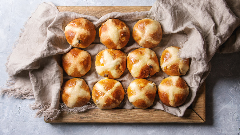 Tray of hot cross buns