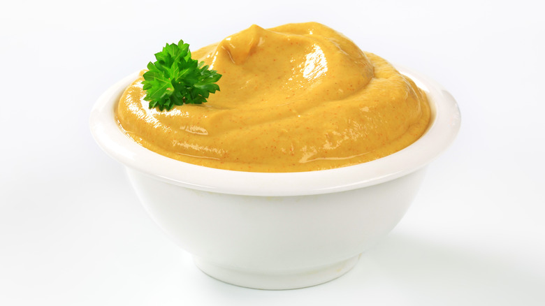 Mustard in a small bowl