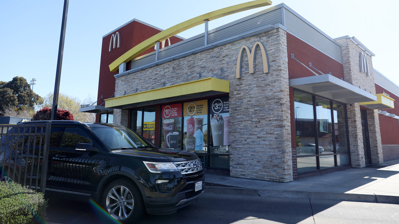 A truck at a McDonald's drive-thru