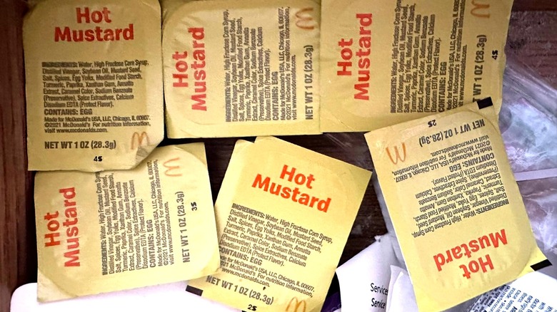 Several packets of McDonald's hot mustard