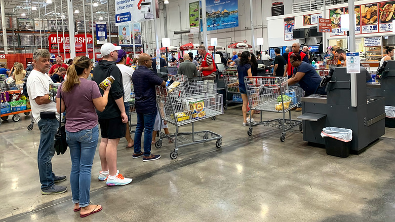 customers in line at Costco