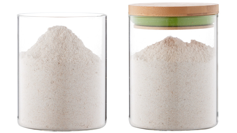 Flour in glass containers