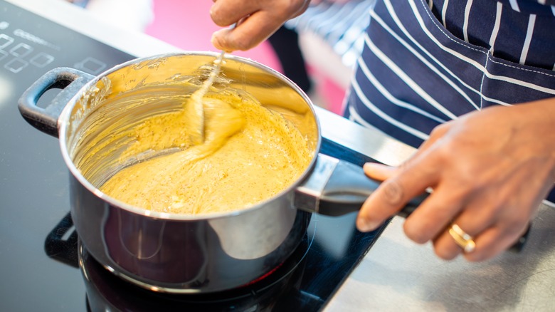 Roux cooking in pan