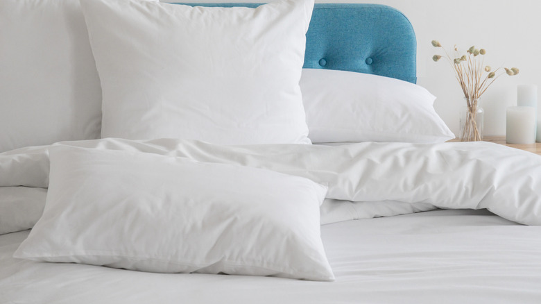 White bedding and pillows