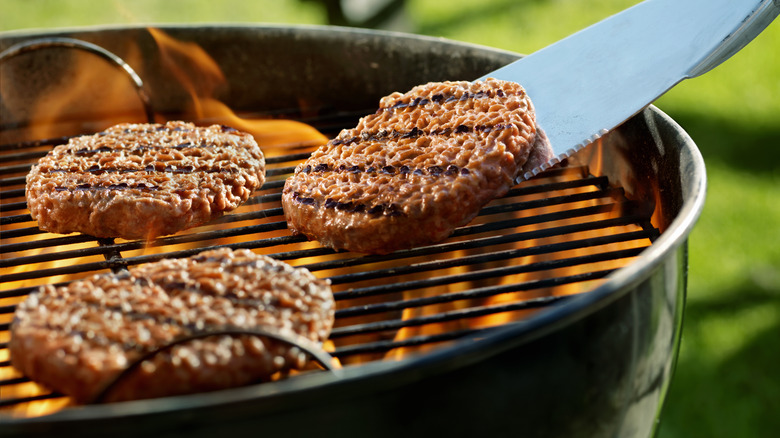 Burgers on charcoal grill