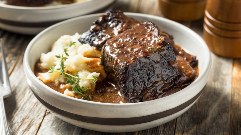 Beef short ribs in bowl