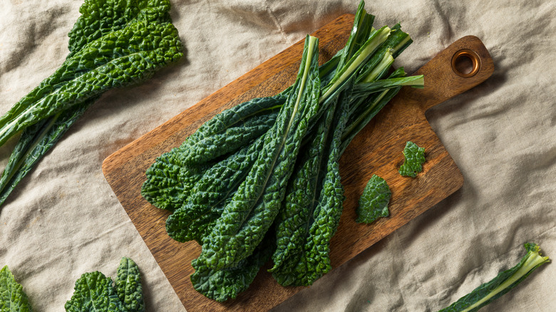 Lacinato kale on cutting board