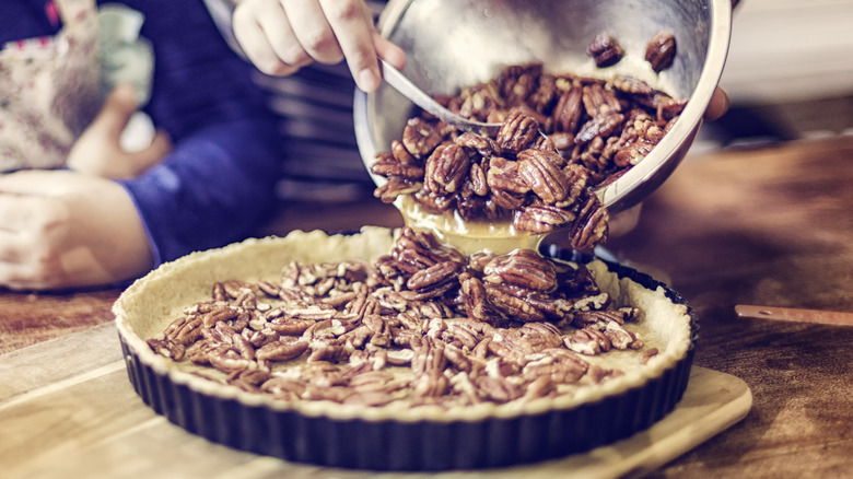 Adding pecans to pie crust