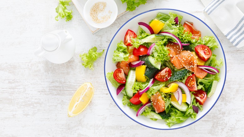 Salad on light background