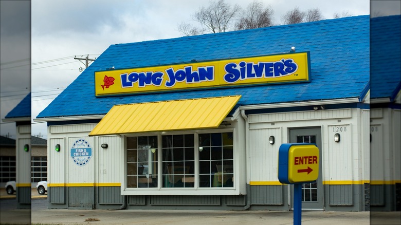 Long John Silver's yellow blue storefront