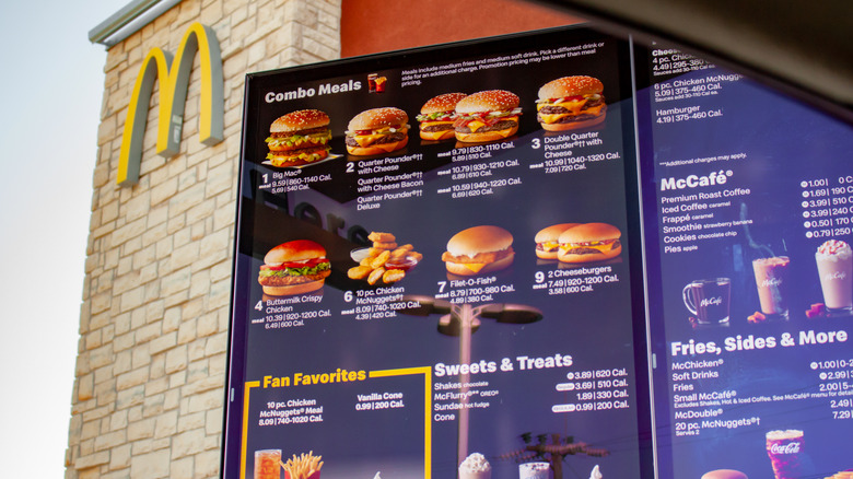 McDonald's drive-thru menu