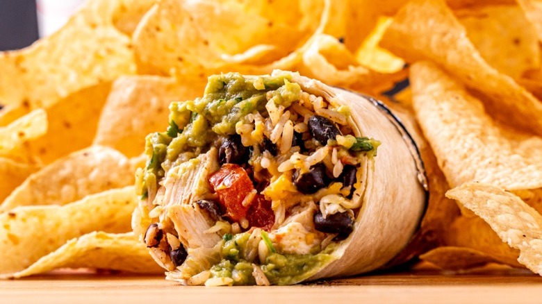 Moe's burrito and chips