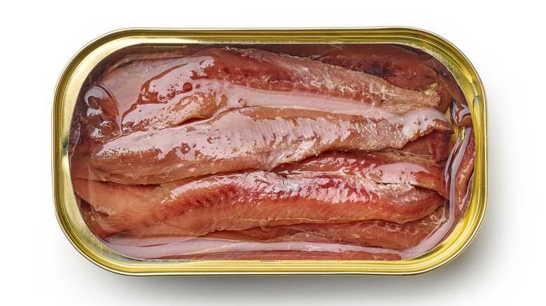 oil-packed anchovies in can 