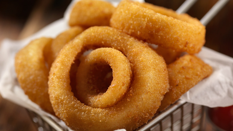 basket of fried onion rings