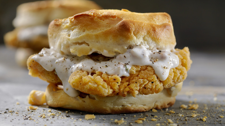 fried chicken biscuit sandwich