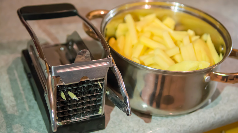 french fry cutter and fries