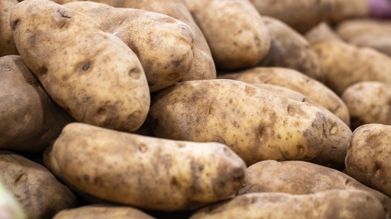 pile of russet potatoes