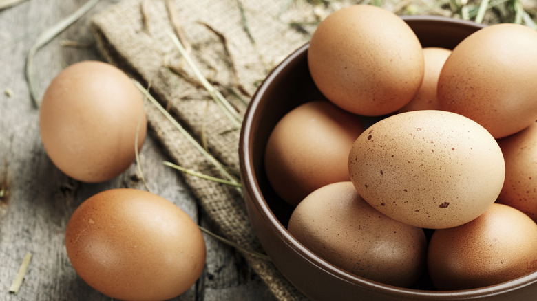 Fresh brown eggs