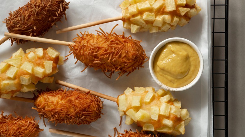 Healthy homemade corn dogs baked in the oven