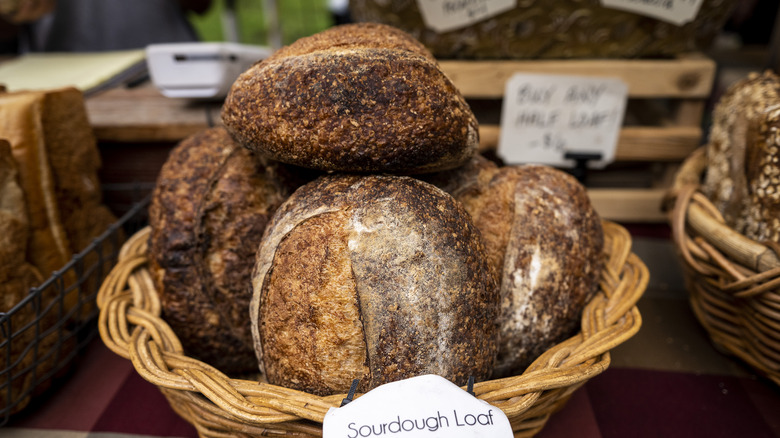 basket of sourdough bread