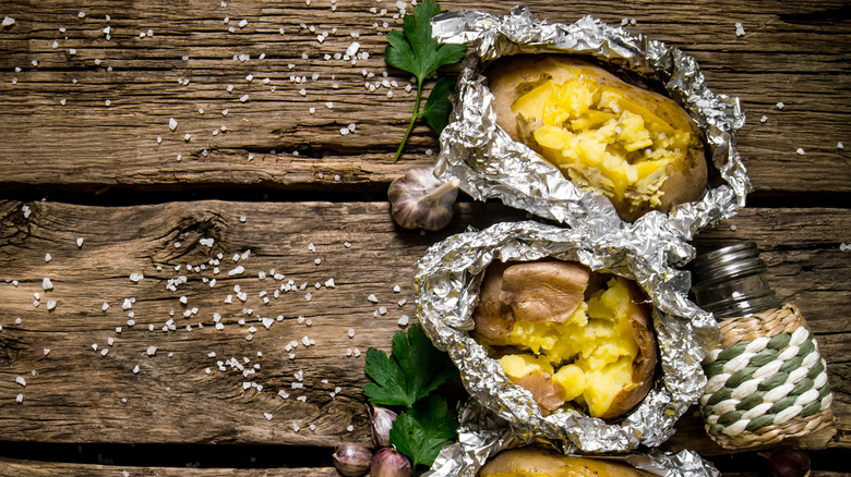 baked potatoes in foil