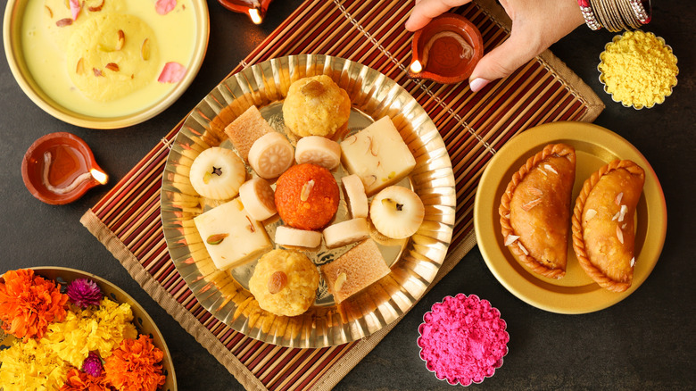 a plate full of Diwali indian sweets