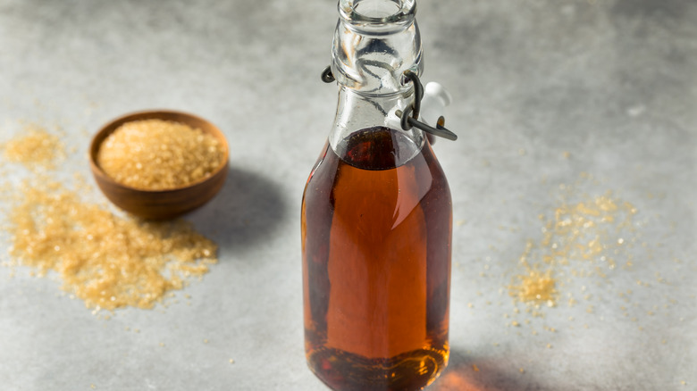 Bottled syrup and brown sugar