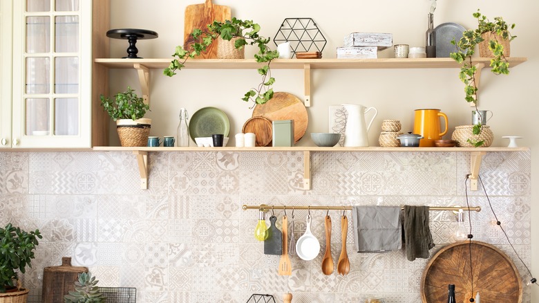 Kitchen with open shelving