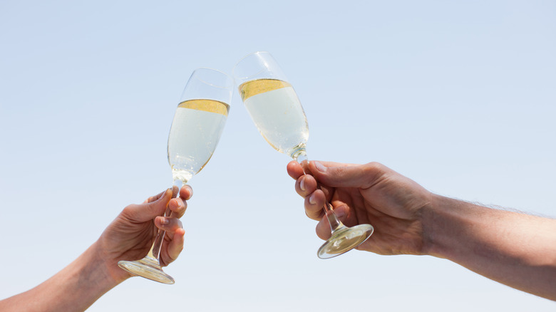 hands holding champagne flutes